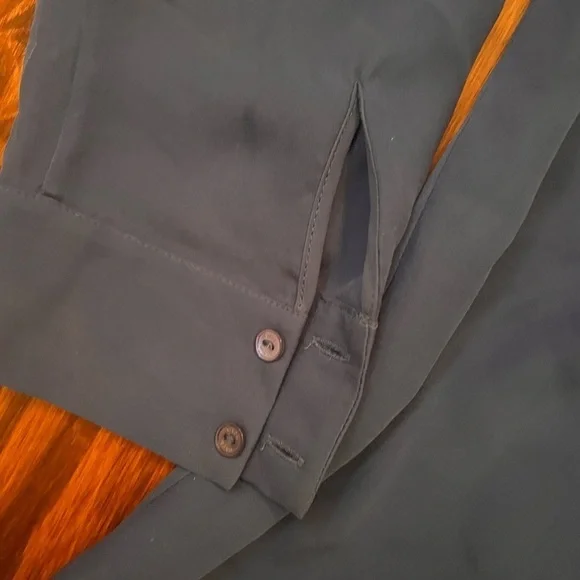 VINCE Half Placket Popover Blouse 100% Silk Royal Blue - Picture 8 of 10